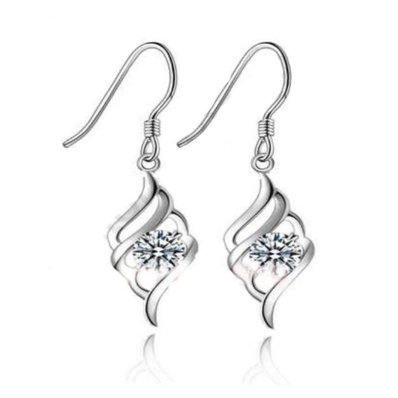 ❤️ 925 Sterling Silver Cute Spiral Earrings And Necklace Set Love Hoop - Picture 2 of 5